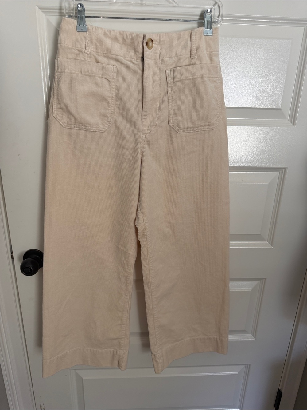 Maeve Cream Corduroy Wide-Leg Pants